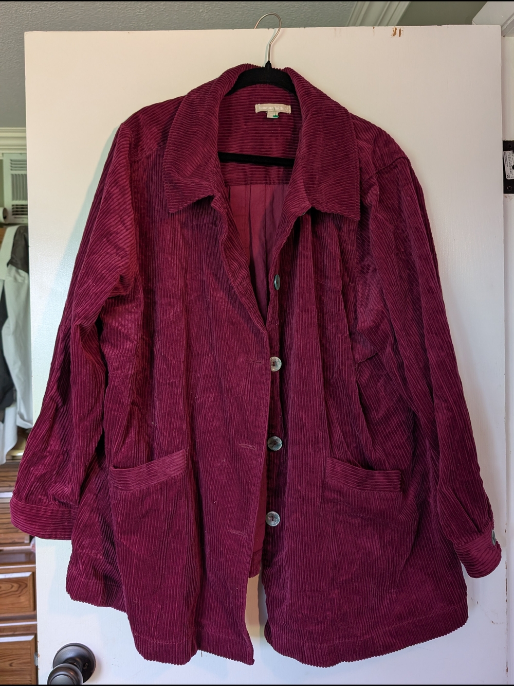 Woman Within Burgundy Corduroy Button-Front Jacket